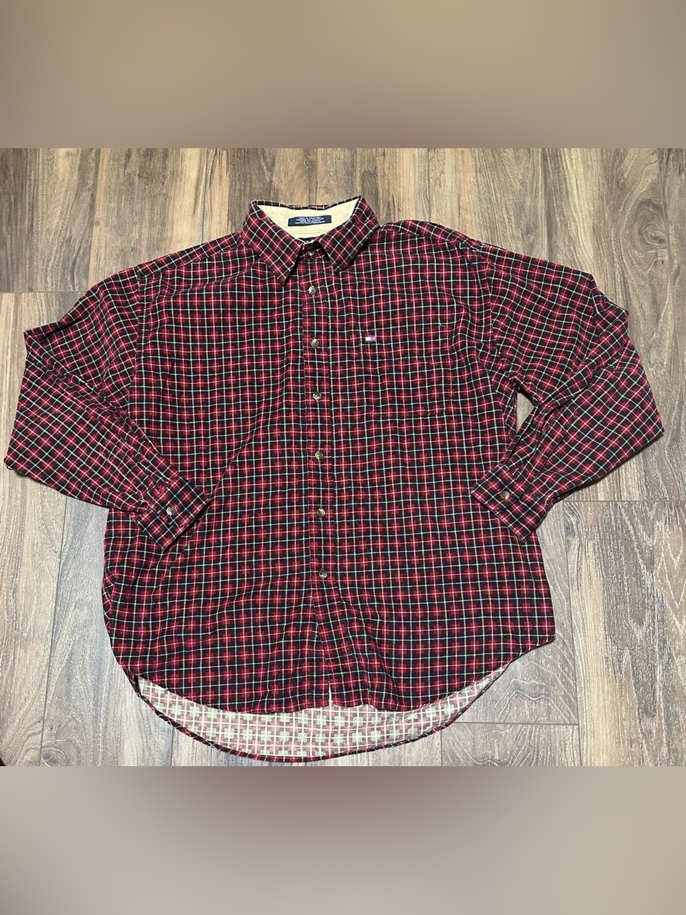 Vintage Tommy Hilfiger Men’s Long Sleeve Plaid Corduroy Button Shirt L